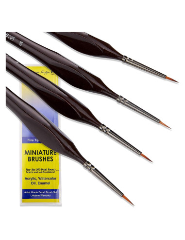 Juego de Pinceles D'Artisan 4pc Punta Fina para Miniaturas