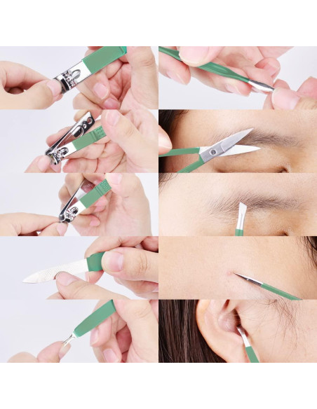 Juego de Manicura 10 en 1 HANTEKAS Verde Jade Acero Inoxidable Juego de Manicura 10 en 1 HANTEKAS Verde Jade Acero Inoxidable