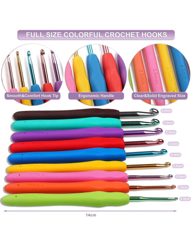 Kit de Ganchillo Aeelike 59 Piezas Ergonómico para Principiantes