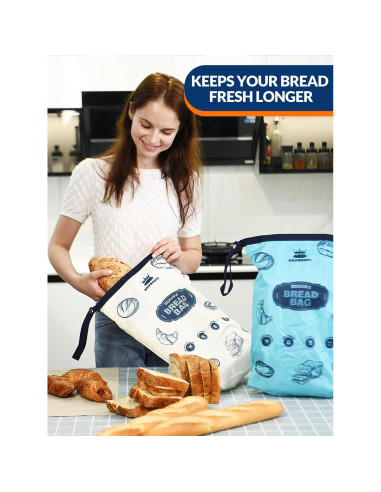 Bolsas de Pan Reutilizables ROYOROYI 2 Piezas 43x30 cm
