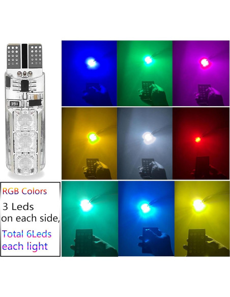 2 Pcs Bombilla LED T10 RGB FZSSHYG Control Remoto 16 Colores 2 Pcs Bombilla LED T10 RGB FZSSHYG Control Remoto 16 Colores