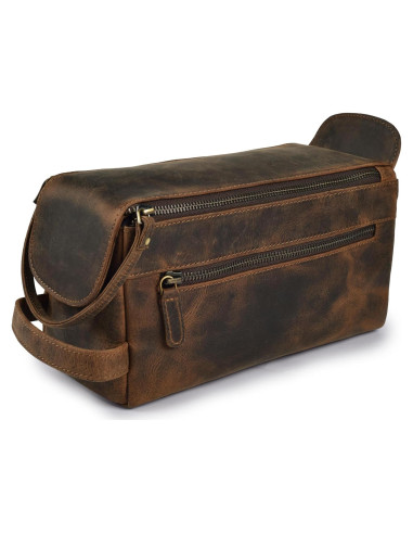 Bolsa de Aseo Cuero Premium VIOM Creations - Marrón Rústico