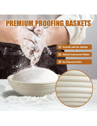 Cestas de Prueba de Pan Dimpola Juego de 2 Redondas 22,86 cm