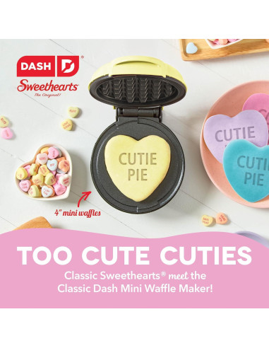 Mini Waffle Maker DASH Corazón 10,16 cm Antiadherente Amarillo