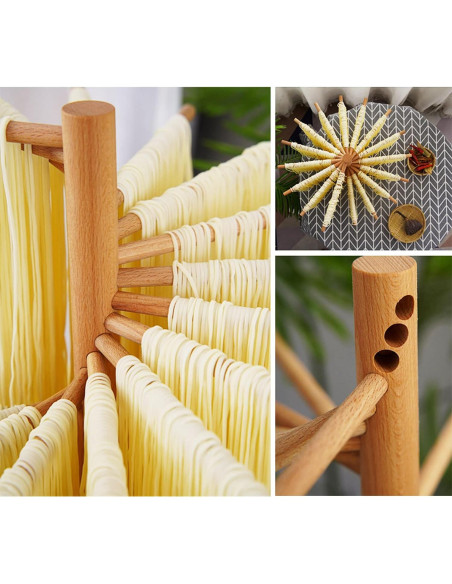 Soporte para Secar Fideos Valdus Plegable de Madera 16 Varillas Soporte para Secar Fideos Valdus Plegable de Madera 16 Varillas
