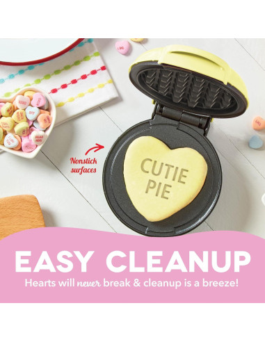 Mini Waffle Maker DASH Corazón 10,16 cm Antiadherente Amarillo