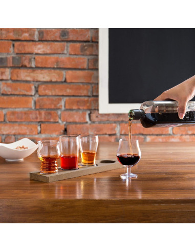 Set de 2 Caddies de Madera MyGift para Cerveza con 4 Vasos