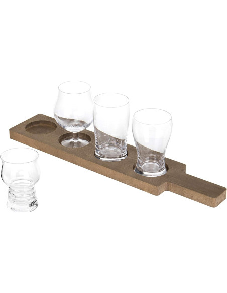 Set de 2 Caddies de Madera MyGift para Cerveza con 4 Vasos Set de 2 Caddies de Madera MyGift para Cerveza con 4 Vasos