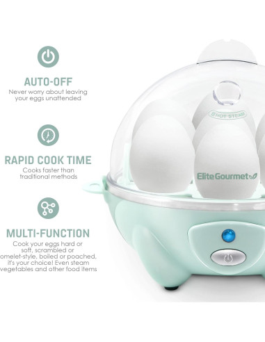 Cocinador de Huevos Elite Gourmet EGC700M, 7 Huevos Verde