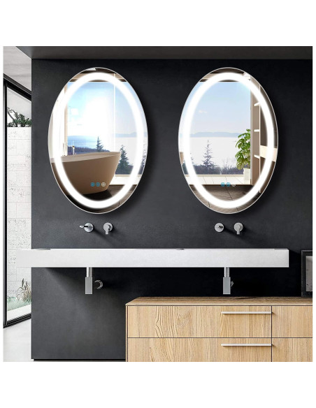 Espejo de Baño Ovalado LED DIDIDADA 76x51cm Antifog Espejo de Baño Ovalado LED DIDIDADA 76x51cm Antifog