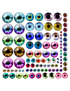 100 Piezas Ojos de Vidrio Cabochón 6 a 30 mm para Manualidades