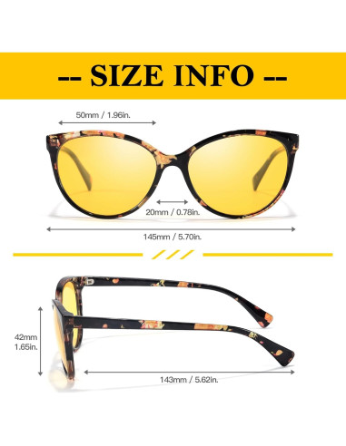 Gafas de visión nocturna FIMILU Cat-eye amarillas polarizadas