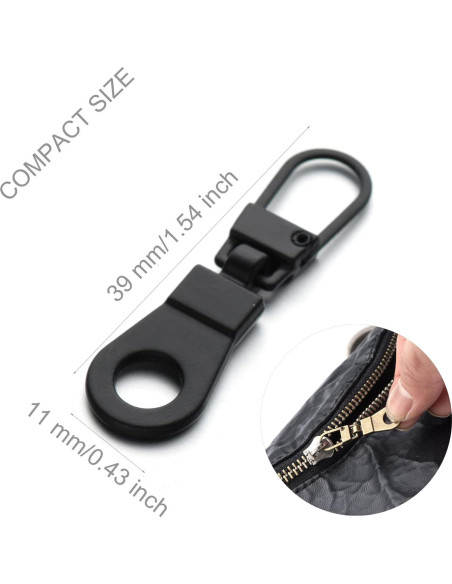 Tirador de Cremallera Mizeer 4 Piezas Negro para Agujeros Pequeños Tirador de Cremallera Mizeer 4 Piezas Negro para Agujeros Pequeños