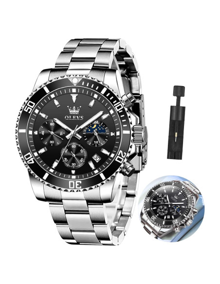 Reloj OLEVS para Hombres Acero Inoxidable 42.5mm Impermeable Reloj OLEVS para Hombres Acero Inoxidable 42.5mm Impermeable