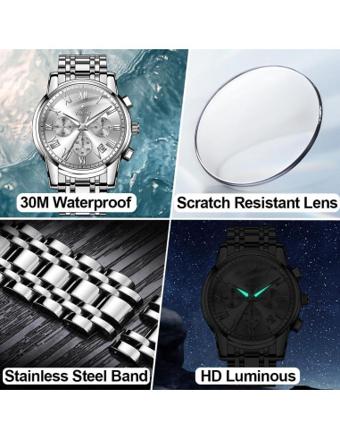 Reloj Cronógrafo Taxau para Hombre Acero Inoxidable 30M