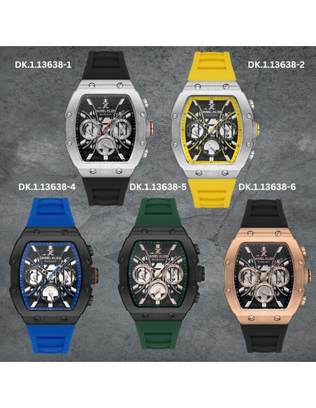 Reloj Daniel Klein Hombre 43mm Correa Silicona Colorido Reloj Daniel Klein Hombre 43mm Correa Silicona Colorido