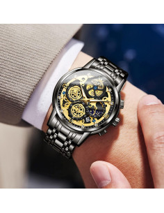 Reloj Esqueleto OLEVS Hombre Cronógrafo Acero Inoxidable 2