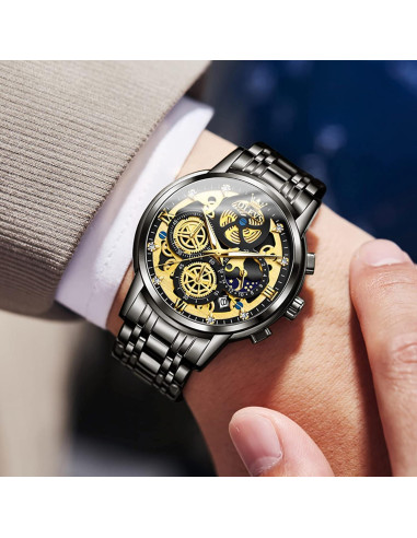 Reloj Esqueleto OLEVS Hombre Cronógrafo Acero Inoxidable