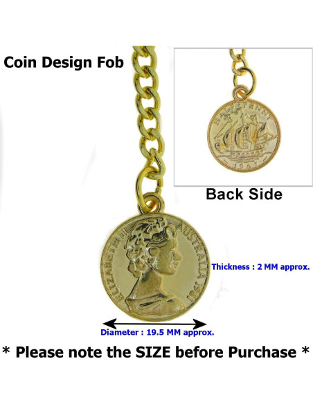 Cadena de Reloj Albert Dorada con Fob Medalla 30 cm Cadena de Reloj Albert Dorada con Fob Medalla 30 cm