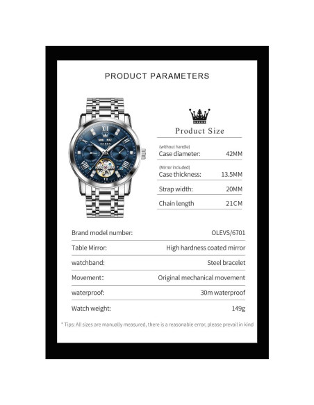 Reloj OLEVS Automático Hombre Oro Diamantes 42mm Esqueleto Reloj OLEVS Automático Hombre Oro Diamantes 42mm Esqueleto