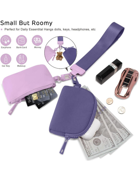 Mini Monedero de Llave Viverte Doble Bolsa Lavanda y Púrpura Mini Monedero de Llave Viverte Doble Bolsa Lavanda y Púrpura
