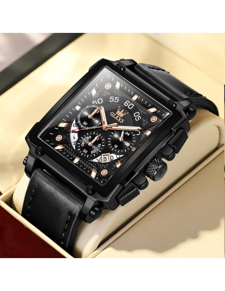 Reloj OLEVS Cronógrafo Hombre Acero Inoxidable Negro Reloj OLEVS Cronógrafo Hombre Acero Inoxidable Negro