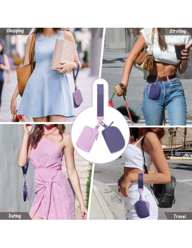 Mini Monedero de Llave Viverte Doble Bolsa Lavanda y Púrpura