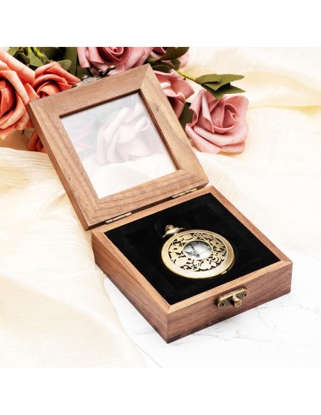 Caja de Reloj de Bolsillo COSISO de Madera de Nogal 9x9x3.5cm Caja de Reloj de Bolsillo COSISO de Madera de Nogal 9x9x3.5cm