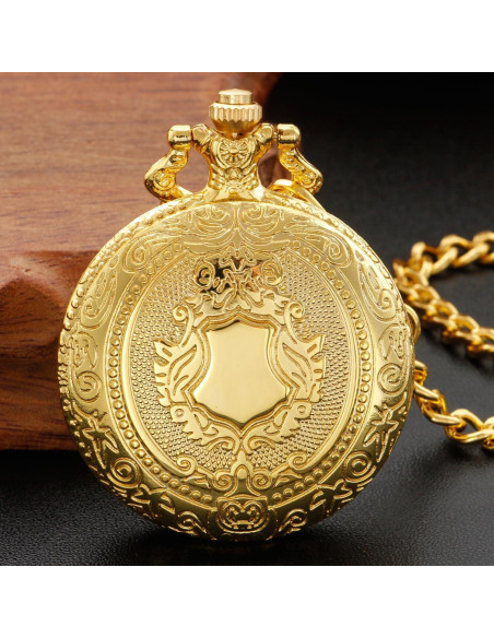 Reloj de bolsillo Gold Shield para hombres con cadena Reloj de bolsillo Gold Shield para hombres con cadena