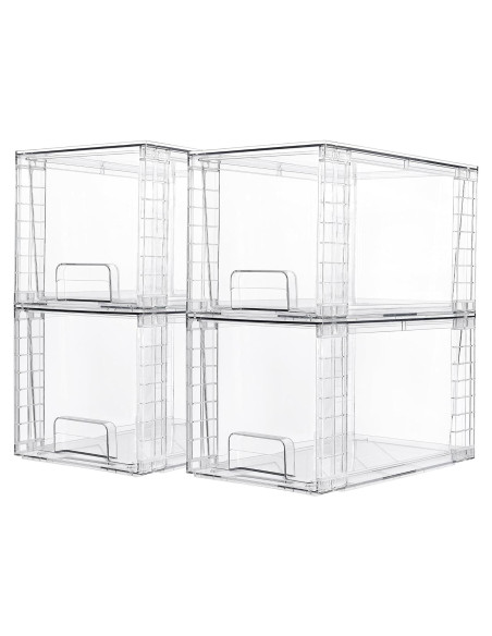 Cajones de Almacenamiento Vtopmart 4 Pack Apilables Acrílico Cajones de Almacenamiento Vtopmart 4 Pack Apilables Acrílico