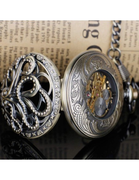 Reloj de bolsillo mecánico Dentily estilo steampunk bronce Reloj de bolsillo mecánico Dentily estilo steampunk bronce