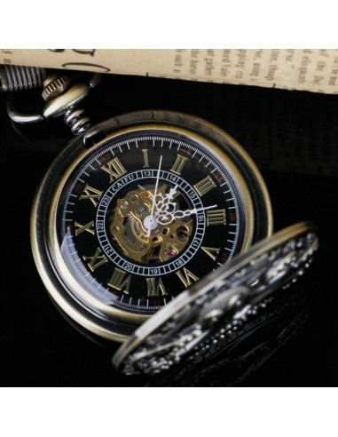 Reloj de bolsillo mecánico Dentily estilo steampunk bronce