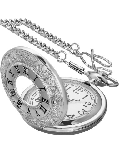 Reloj de bolsillo SwitchMe plateado con esfera árabe