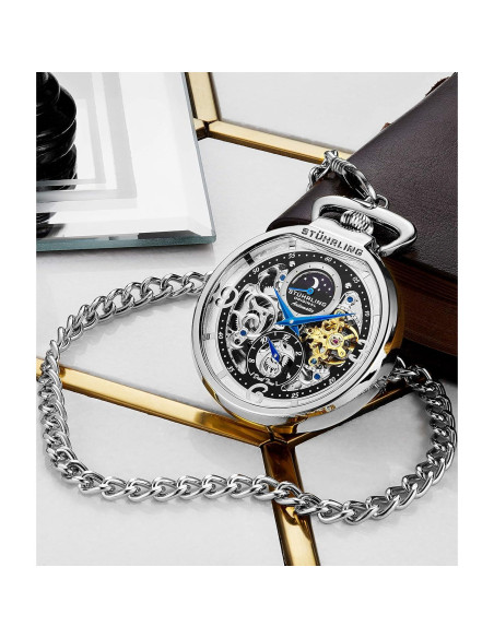 Reloj de bolsillo automático Stuhrling Original 991 plata Reloj de bolsillo automático Stuhrling Original 991 plata