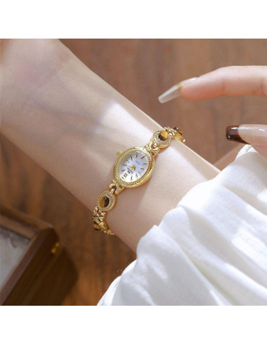 Reloj de Oro FANMIS para Mujeres Esfera Ovalada Jade