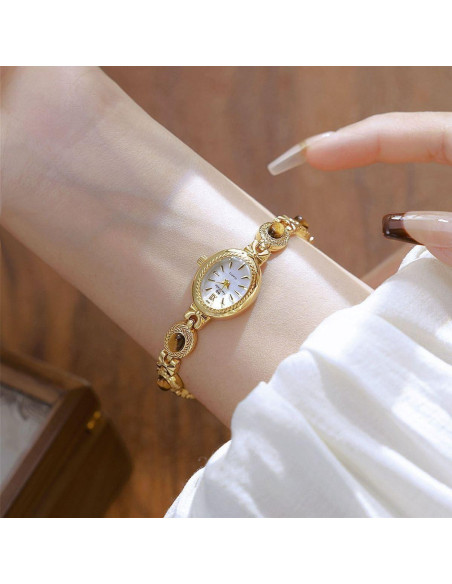 Reloj de Oro FANMIS para Mujeres Esfera Ovalada Jade Reloj de Oro FANMIS para Mujeres Esfera Ovalada Jade