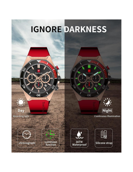 Reloj deportivo TEARTRACE TT-6020 cronógrafo 3ATM rojo Reloj deportivo TEARTRACE TT-6020 cronógrafo 3ATM rojo