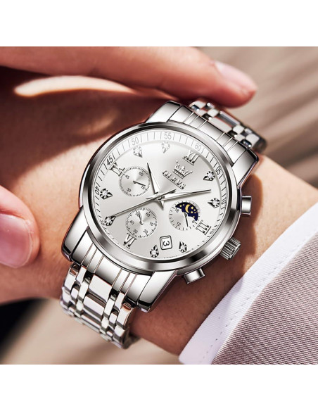 Reloj OLEVS para hombres analógico acero inoxidable 3ATM Reloj OLEVS para hombres analógico acero inoxidable 3ATM