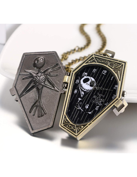 Reloj de bolsillo esqueleto JewelryWe 7.87x5.33cm para Halloween Reloj de bolsillo esqueleto JewelryWe 7.87x5.33cm para Halloween