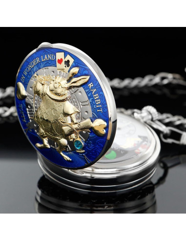 Reloj de bolsillo musical Alwesam TD001 con cadena azul