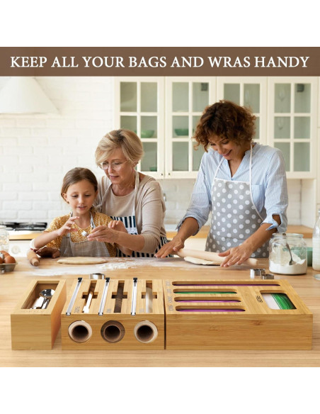 Organizador de papel aluminio y plástico NIKUY 9 en 1 para cocina Organizador de papel aluminio y plástico NIKUY 9 en 1 para cocina