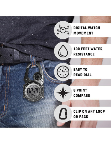 Reloj Digital Dakota Backpacker Clip Resistente al Agua