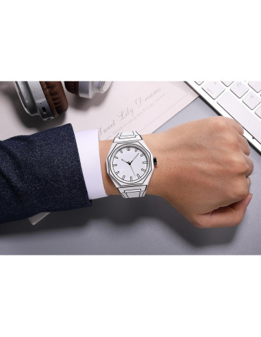 Reloj GORBEN Cuarzo Minimalista Negro y Blanco Anime