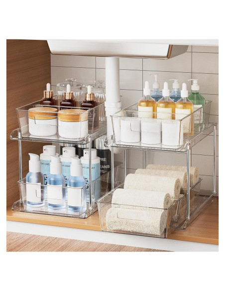 Organizador de Baño FabSpace 2 Niveles Transparente 2 Pzs Organizador de Baño FabSpace 2 Niveles Transparente 2 Pzs