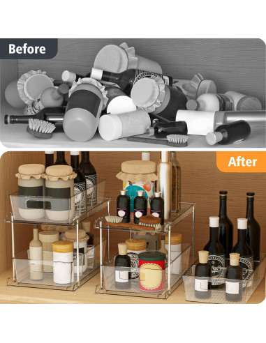 Organizador de Baño FabSpace 2 Niveles Transparente 2 Pzs