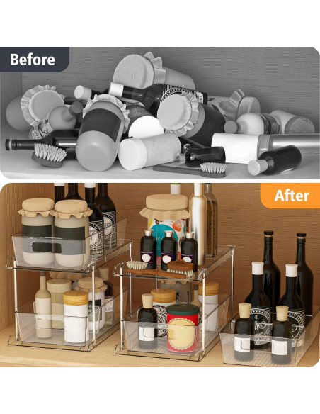 Organizador de Baño FabSpace 2 Niveles Transparente 2 Pzs Organizador de Baño FabSpace 2 Niveles Transparente 2 Pzs