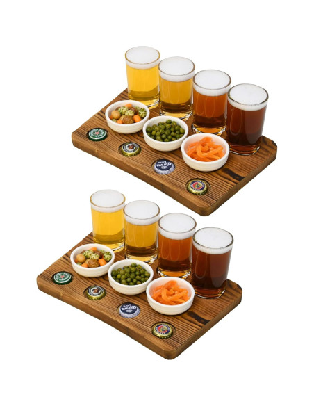 Juego de 2 Bandejas de Vuelo de Cerveza Owlgift Rústico Juego de 2 Bandejas de Vuelo de Cerveza Owlgift Rústico