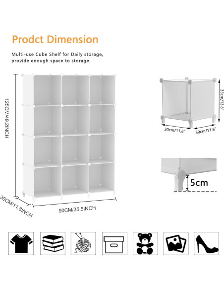 Organizador AWTATOS 12 Cubos Almacenamiento Blanco DIY Organizador AWTATOS 12 Cubos Almacenamiento Blanco DIY