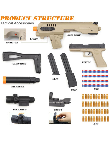Blaster de Juguete Bugrtey F907ABCD con 80 Balas de Espuma
