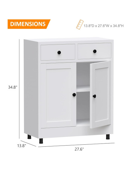 Armario de Almacenamiento JINKUR Blanco 2 Cajones Estante Ajustable Armario de Almacenamiento JINKUR Blanco 2 Cajones Estante Ajustable